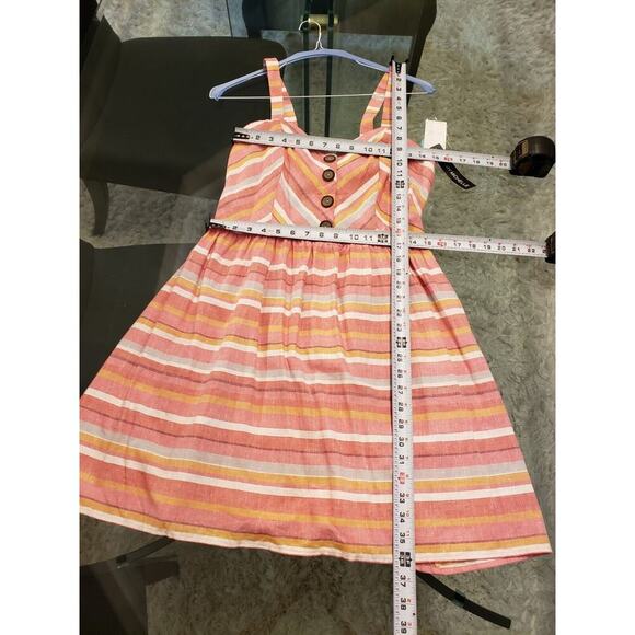 My Michelle Womens Pink Striped Linen Sweetheart Neck Sleeveless Tank Dress L - Picture 14 of 15